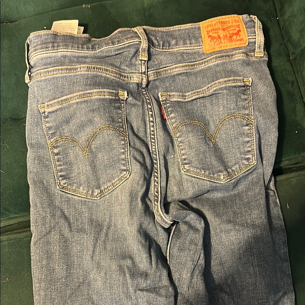 Blue High Rise Distressed Jeans - Picture 4 of 5